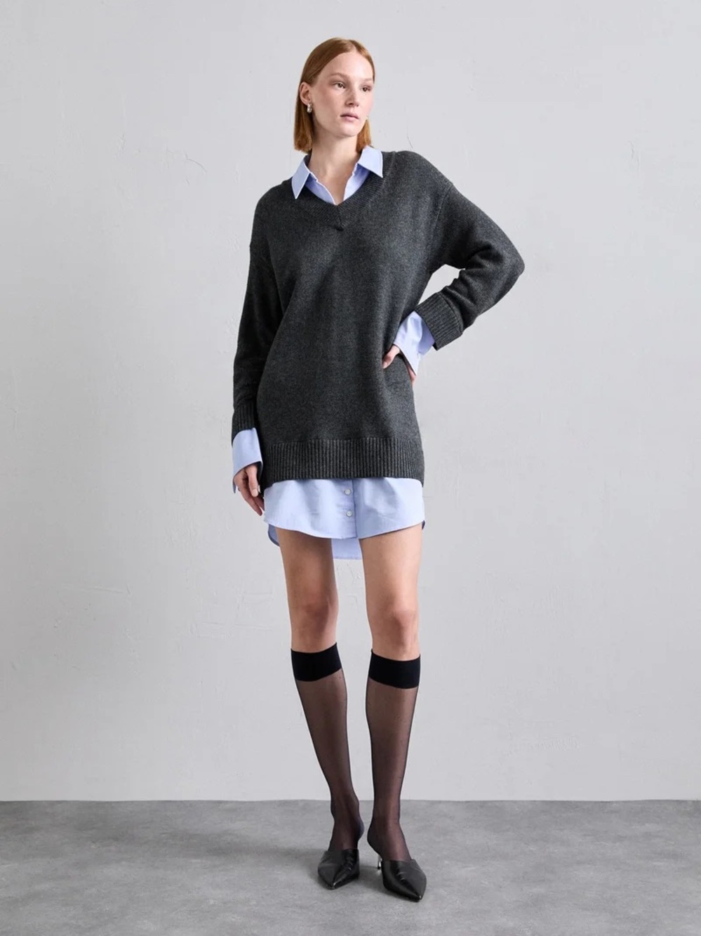 NWT Cinq a Sept Santina Oversized Grey Sweater Shirt Dress